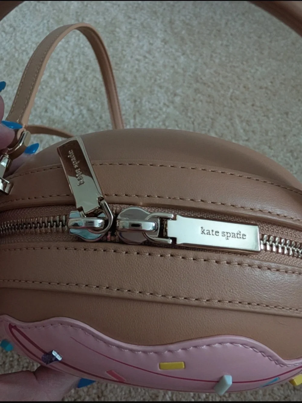Kate Spade Novelty Pink Donut-Shaped Crossbody Bag with Sprinkles
